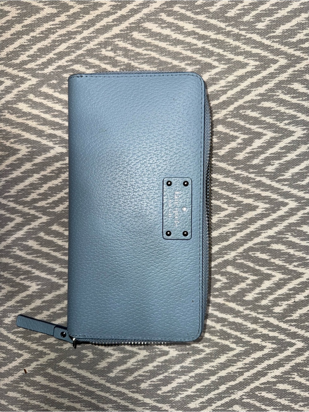 kate spade Light Blue Pebbled Leather Zip Wallet